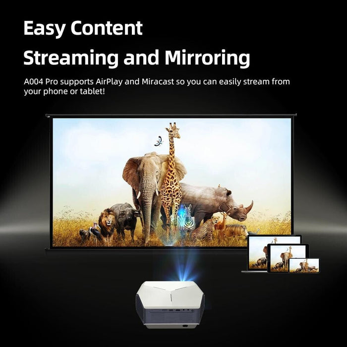 A004 Pro 1920 X 1080P 9000Lumen Android 9.0 Portable Lcd Projector White