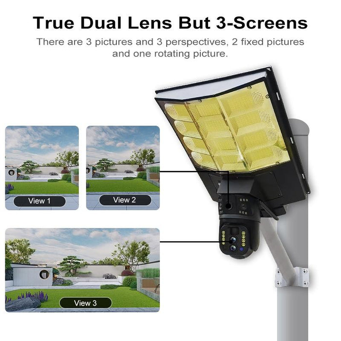 Solar Street Light With 4G Wifi 10X Dual-Lens Monitoring Hd Camera - Memory 128Gb Sd Card