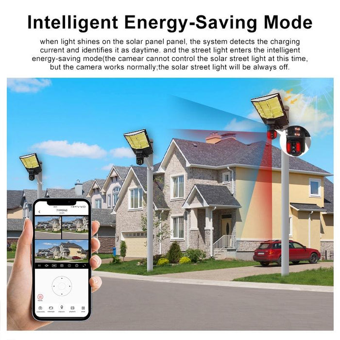 Solar Street Light With 4G Wifi 10X Dual-Lens Monitoring Hd Camera - Memory 128Gb Sd Card