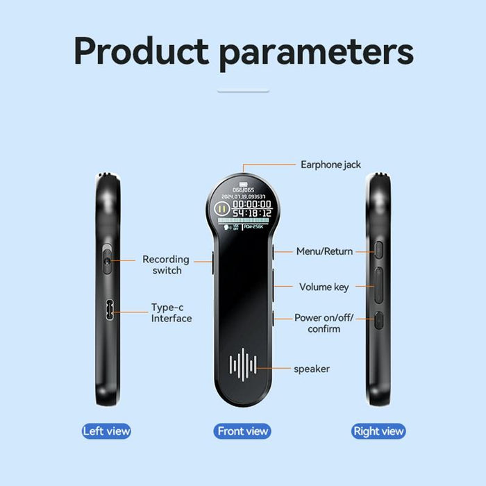 1 Inch Colour Screen Hd Noise Reduction Voice Recording Pen Memory 16Gb Black