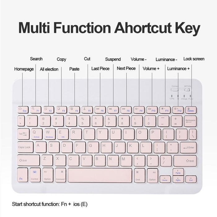 11 Inch Bluetooth Keyboard Case With Touchpad Candy Color Square Keys