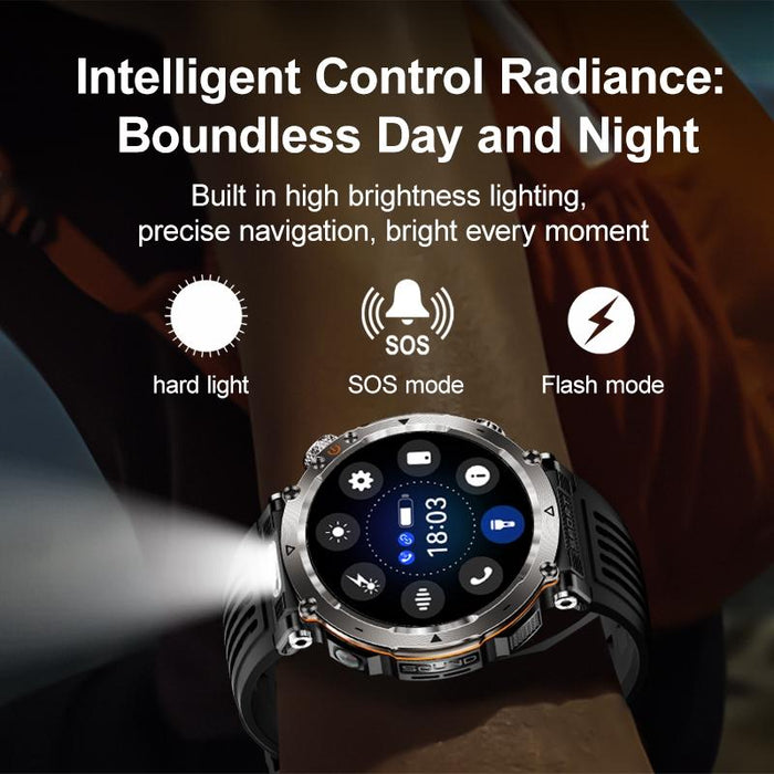 Waterproof Smart Watch Flashlight Compass Inch