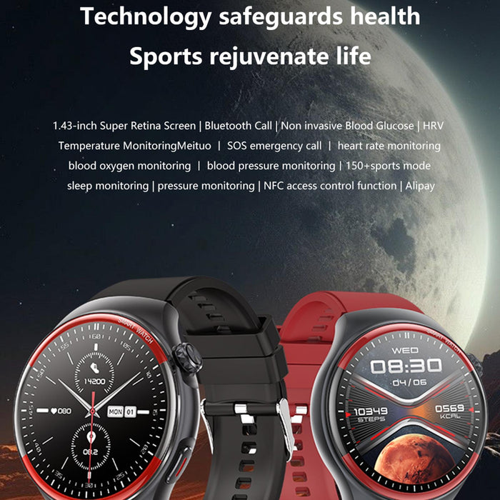 Round Screen Smart Watch Bt Call Health Tracking Leather