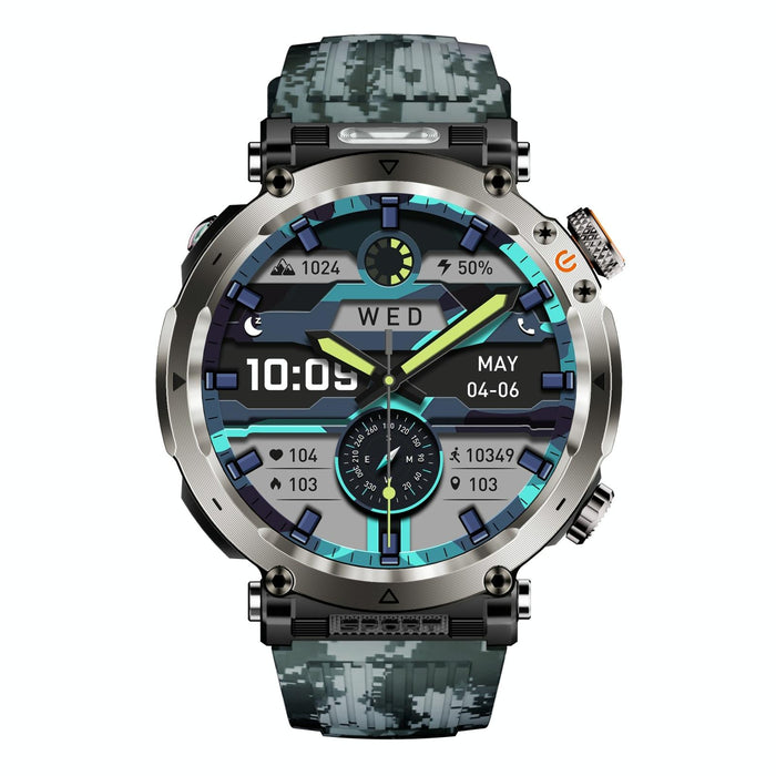 Waterproof Camo Smart Watch Flashlight Banknote Detector Compass