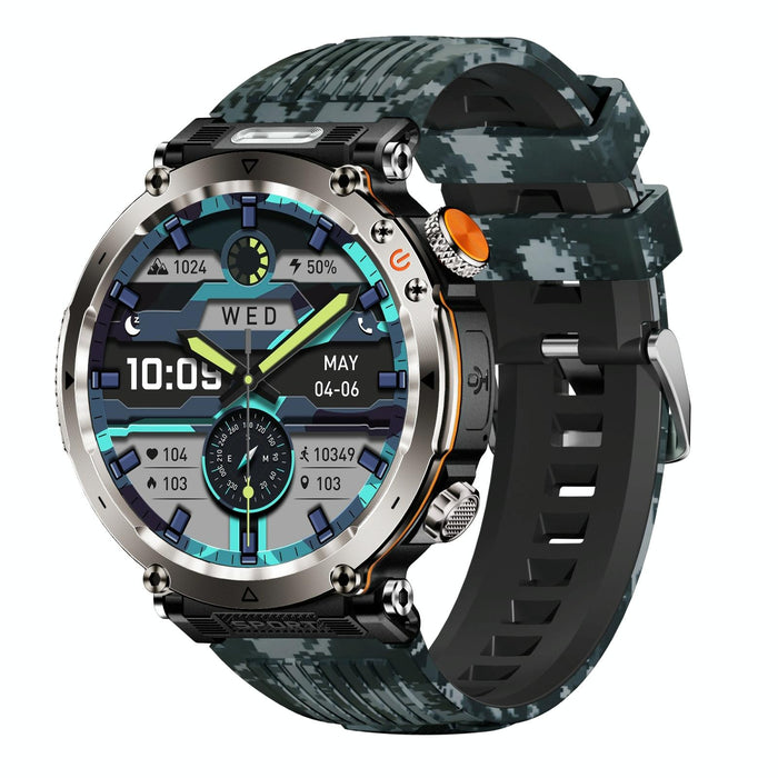 Waterproof Camo Smart Watch Flashlight Banknote Detector Compass