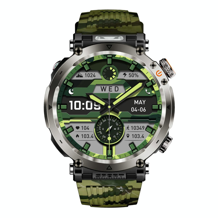 Waterproof Camo Smart Watch Flashlight Banknote Detector Compass