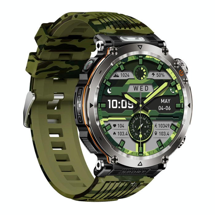 Waterproof Camo Smart Watch Flashlight Banknote Detector Compass