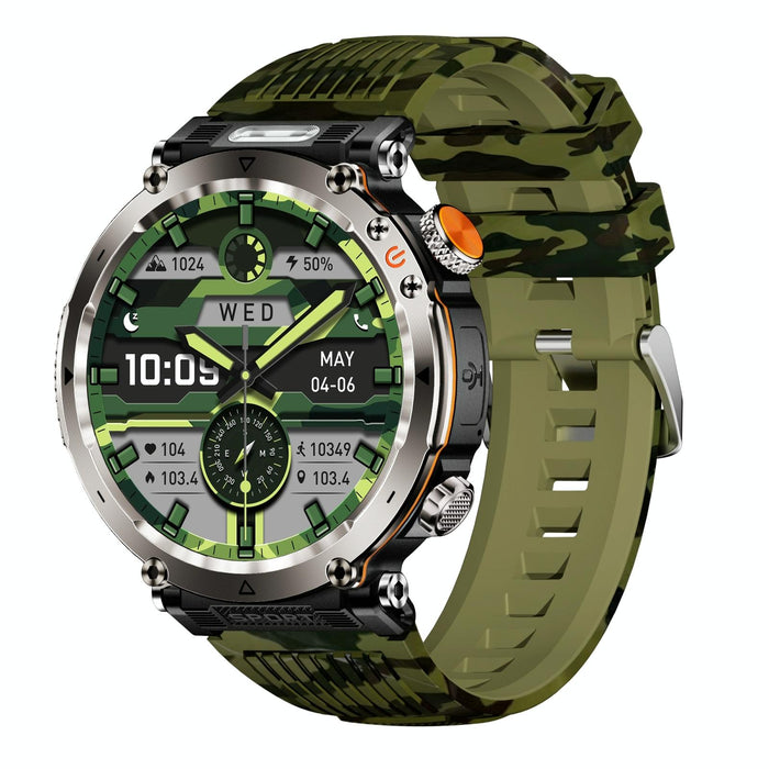 Waterproof Camo Smart Watch Flashlight Banknote Detector Compass