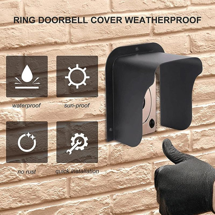 Outdoor Rainproof Cover For Video Doorbell Metal Wind And Sun Protection Box Black