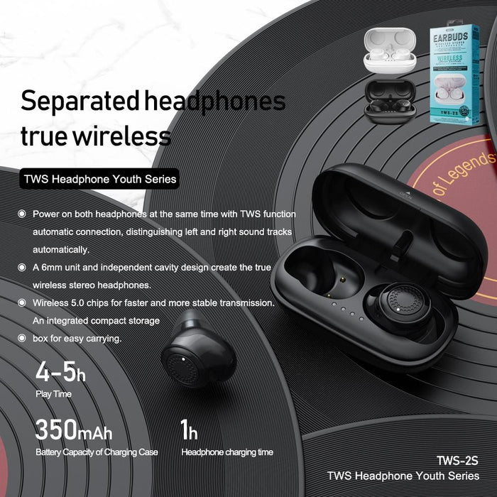 Tws-2S Stereo True Wireless Bluetooth 5.0 Earphone With Charging Box