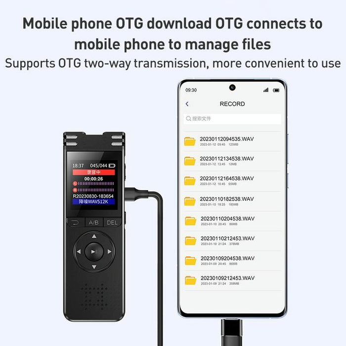 Zd70 Smart Hd Noise Reduction Voice Control Recording Pen Black