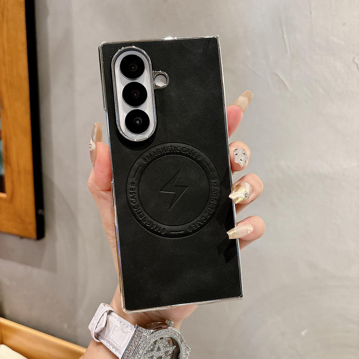 For Samsung Galaxy Z Fold7 5G Electroplated Pc Sheepskin Invisible Magnetic Magsafe Folding Phone Case