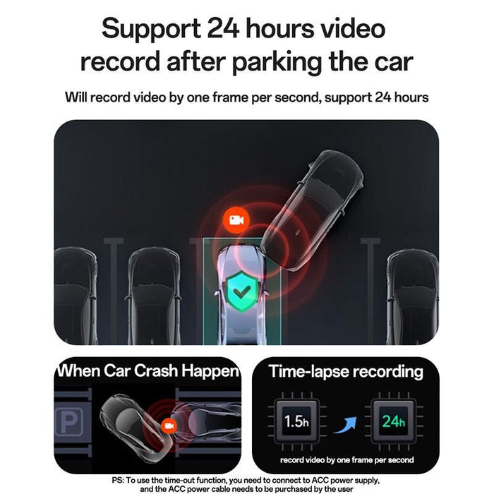 1K Hd Dual Dash Cam With 1.47 Screen Black