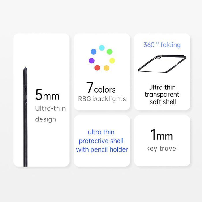 2025 / 2022 Ipad U8 Magic Folio Ultra-Thin Rgb Backlit Touchpad Keyboard Case