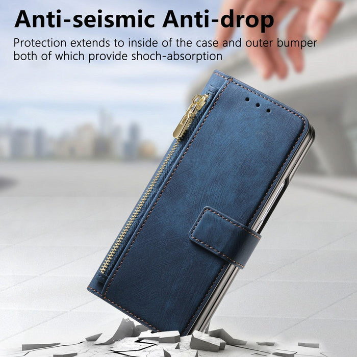 For Samsung Galaxy Z Fold7 5G For Samsung Galax Z Fold7 5G Retro Magsafe Magnetic Zipper Wallet Leather Phone Case