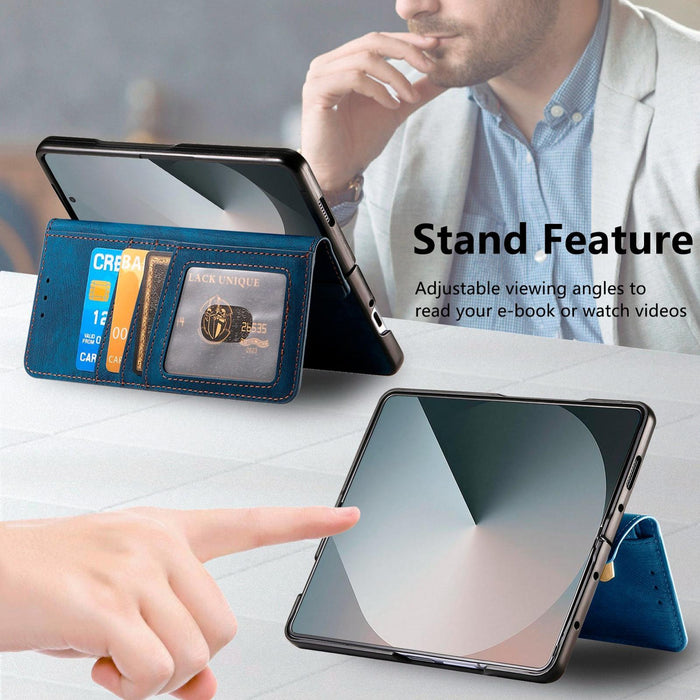 For Samsung Galaxy Z Fold7 5G For Samsung Galax Z Fold7 5G Retro Magsafe Magnetic Zipper Wallet Leather Phone Case
