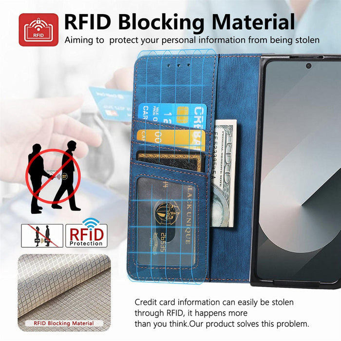 For Samsung Galaxy Z Fold7 5G For Samsung Galax Z Fold7 5G Retro Magsafe Magnetic Zipper Wallet Leather Phone Case