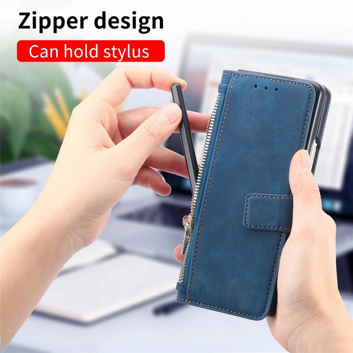 For Samsung Galaxy Z Fold7 5G For Samsung Galax Z Fold7 5G Retro Magsafe Magnetic Zipper Wallet Leather Phone Case