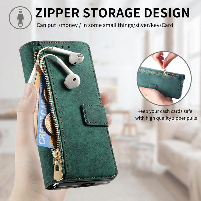 For Samsung Galaxy Z Fold7 5G For Samsung Galax Z Fold7 5G Retro Magsafe Magnetic Zipper Wallet Leather Phone Case