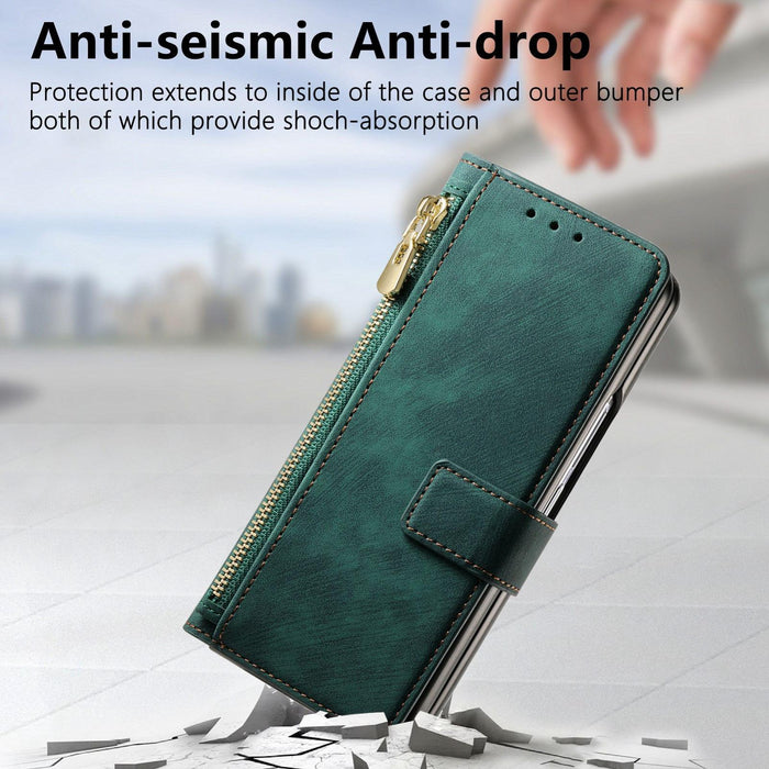 For Samsung Galaxy Z Fold7 5G For Samsung Galax Z Fold7 5G Retro Magsafe Magnetic Zipper Wallet Leather Phone Case