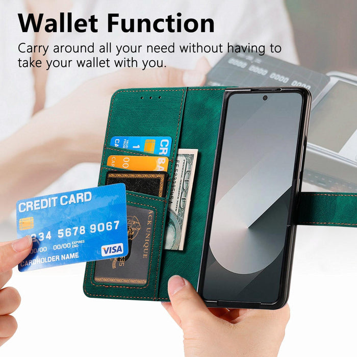 For Samsung Galaxy Z Fold7 5G For Samsung Galax Z Fold7 5G Retro Magsafe Magnetic Zipper Wallet Leather Phone Case