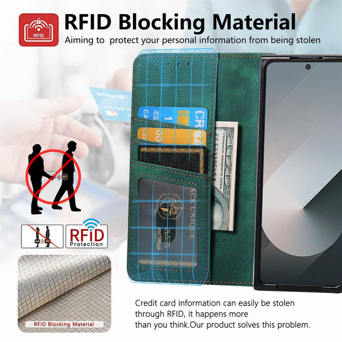 For Samsung Galaxy Z Fold7 5G For Samsung Galax Z Fold7 5G Retro Magsafe Magnetic Zipper Wallet Leather Phone Case