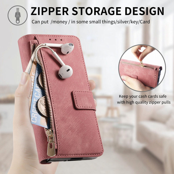 For Samsung Galaxy Z Fold7 5G For Samsung Galax Z Fold7 5G Retro Magsafe Magnetic Zipper Wallet Leather Phone Case