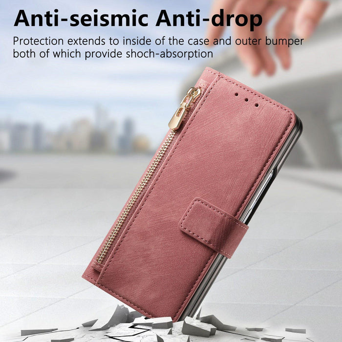 For Samsung Galaxy Z Fold7 5G For Samsung Galax Z Fold7 5G Retro Magsafe Magnetic Zipper Wallet Leather Phone Case
