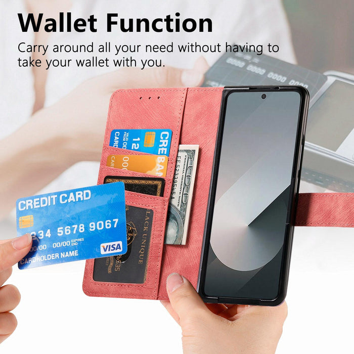 For Samsung Galaxy Z Fold7 5G For Samsung Galax Z Fold7 5G Retro Magsafe Magnetic Zipper Wallet Leather Phone Case