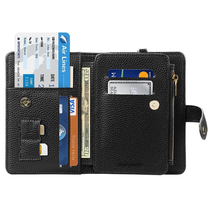 Pu Leather Rfid Multi-Card Wallet With Lanyard