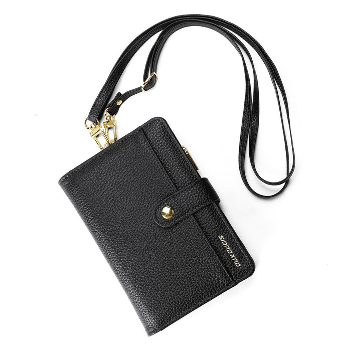 Pu Leather Rfid Multi-Card Wallet With Lanyard