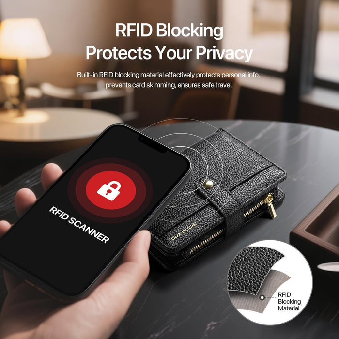 Pu Leather Rfid Multi-Card Wallet With Lanyard