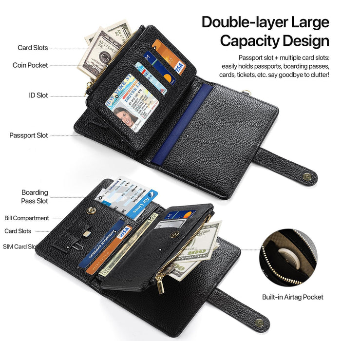 Pu Leather Rfid Multi-Card Wallet With Lanyard