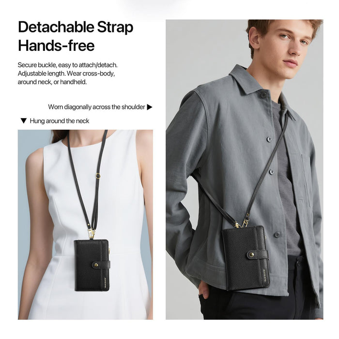 Pu Leather Rfid Multi-Card Wallet With Lanyard