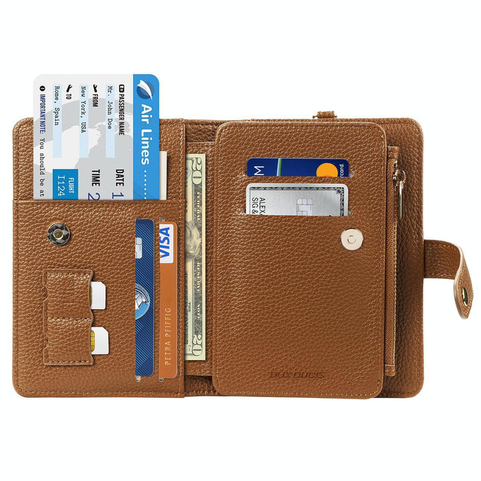 Pu Leather Rfid Multi-Card Wallet With Lanyard