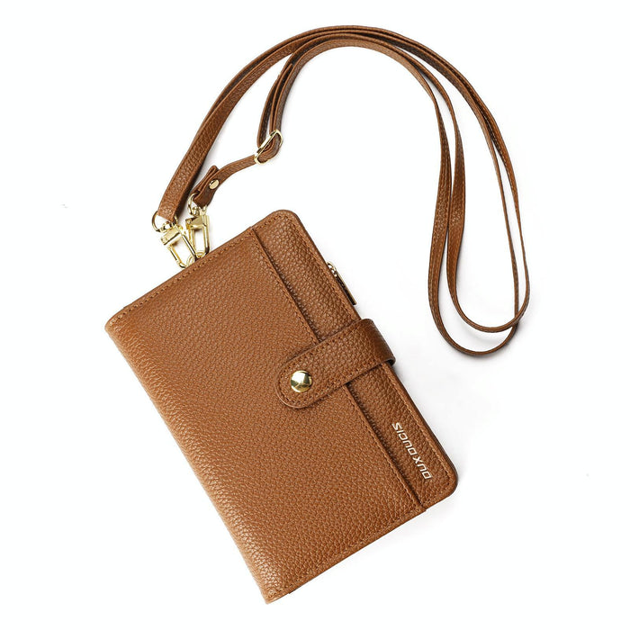 Pu Leather Rfid Multi-Card Wallet With Lanyard