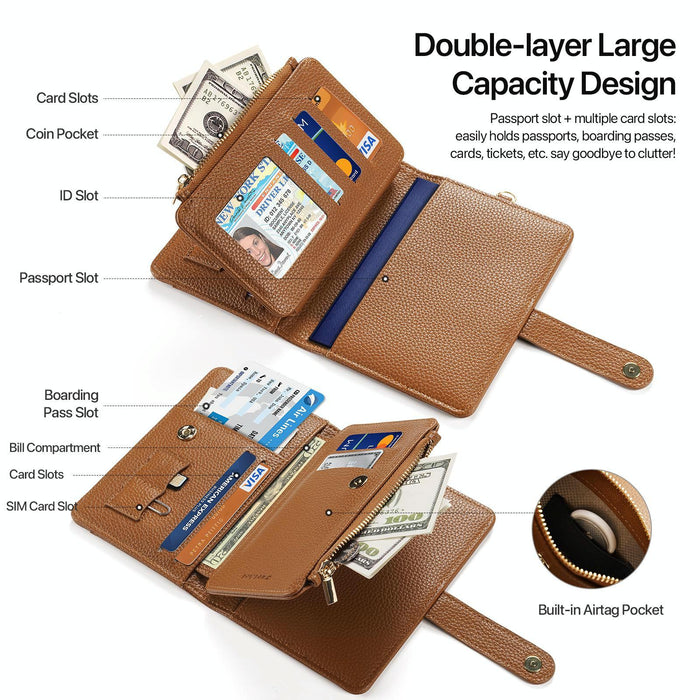Pu Leather Rfid Multi-Card Wallet With Lanyard