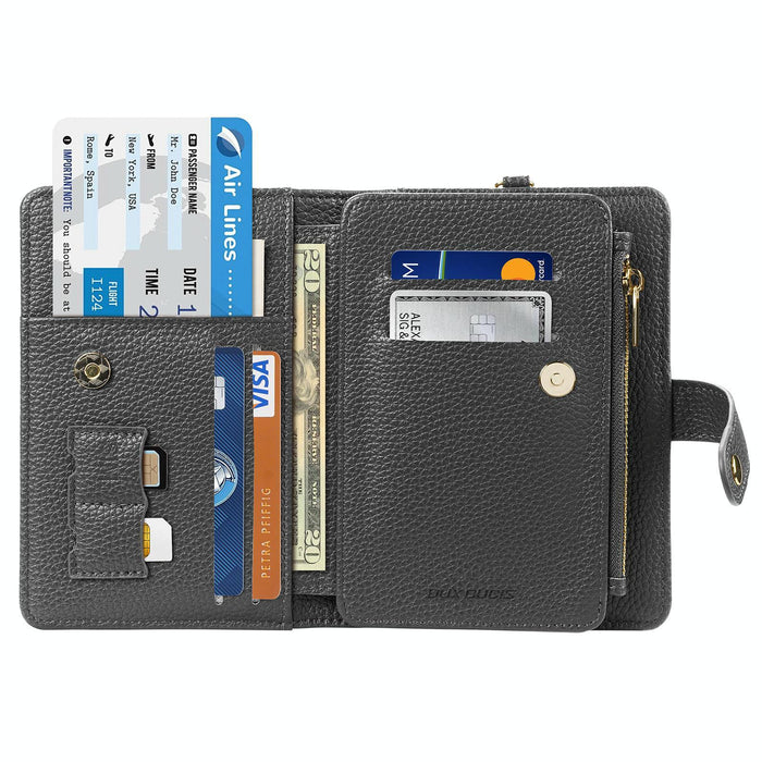 Pu Leather Rfid Multi-Card Wallet With Lanyard