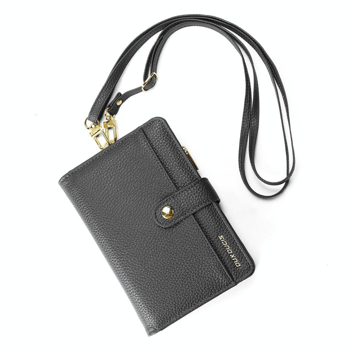 Pu Leather Rfid Multi-Card Wallet With Lanyard