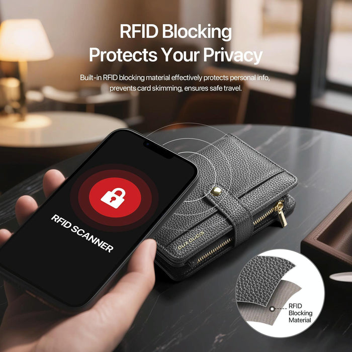 Pu Leather Rfid Multi-Card Wallet With Lanyard