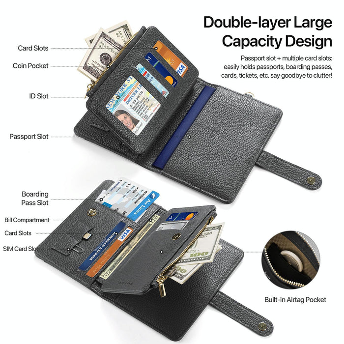 Pu Leather Rfid Multi-Card Wallet With Lanyard
