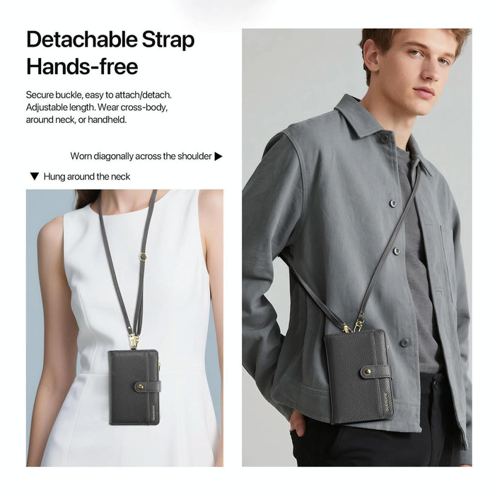 Pu Leather Rfid Multi-Card Wallet With Lanyard