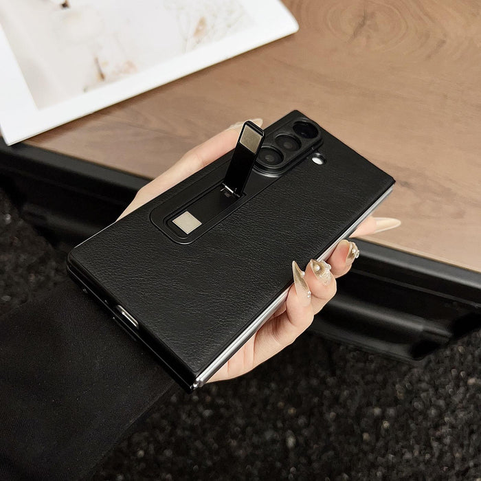 For Samsung Galaxy Z Fold7 5G Crazy Horse Texture Magnetic Phone Case With Holder