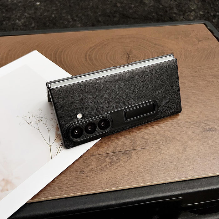 For Samsung Galaxy Z Fold7 5G Crazy Horse Texture Magnetic Phone Case With Holder