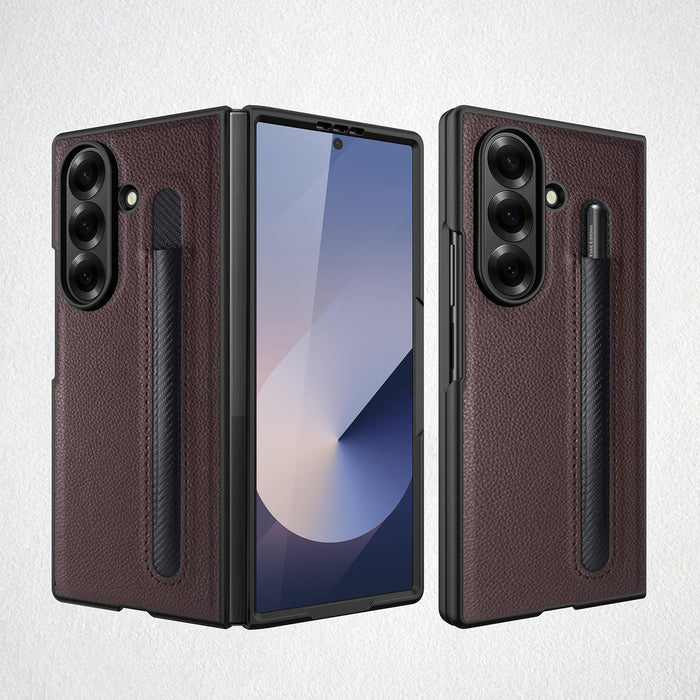 For Samsung Galaxy Z Fold7 5G Integrated Litchi Skin Phone Case With Pen Slot Without Pen