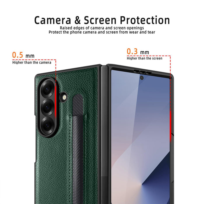 For Samsung Galaxy Z Fold7 5G Integrated Litchi Skin Phone Case With Pen Slot Without Pen