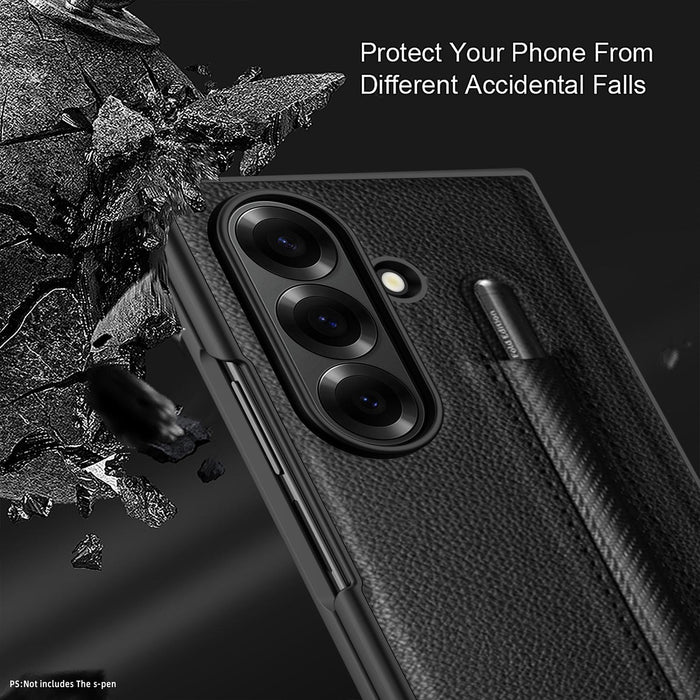 For Samsung Galaxy Z Fold7 5G Integrated Litchi Skin Phone Case With Pen Slot Without Pen