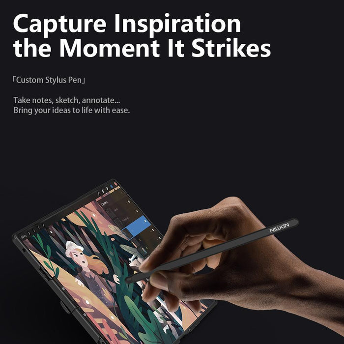 For Samsung Galaxy Z Fold7 5G Camshield Prop Transparent Mirror Cover Magsafe Magnetic Translucent Pc Phone Case With Stylus Black