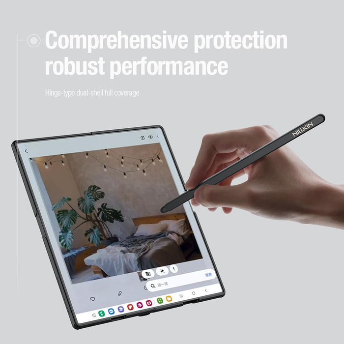 For Samsung Galaxy Z Fold7 5G Frosted Fold Pc & Tpu Magsafe Magnetic Phone Case Black