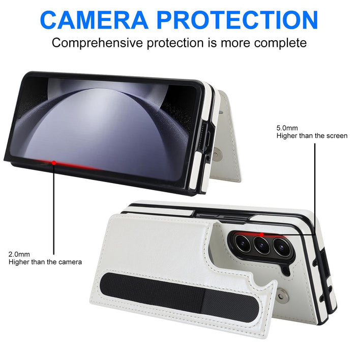 For Samsung Galaxy Z Fold7 5G Full Coverage Fold Double Buckle Pu Phone Case With Pen Slots